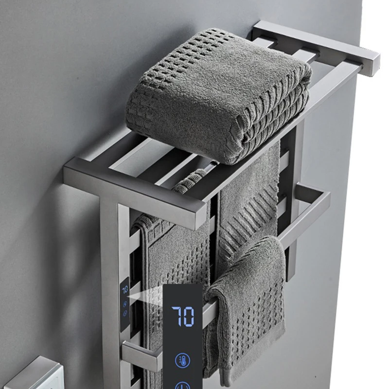 OXG Термостатическая электрическая вешалка для полотенец для ванной комнаты Настенная электрическая вешалка для полотенец с подогревом для ванной комнаты, встроенный таймер