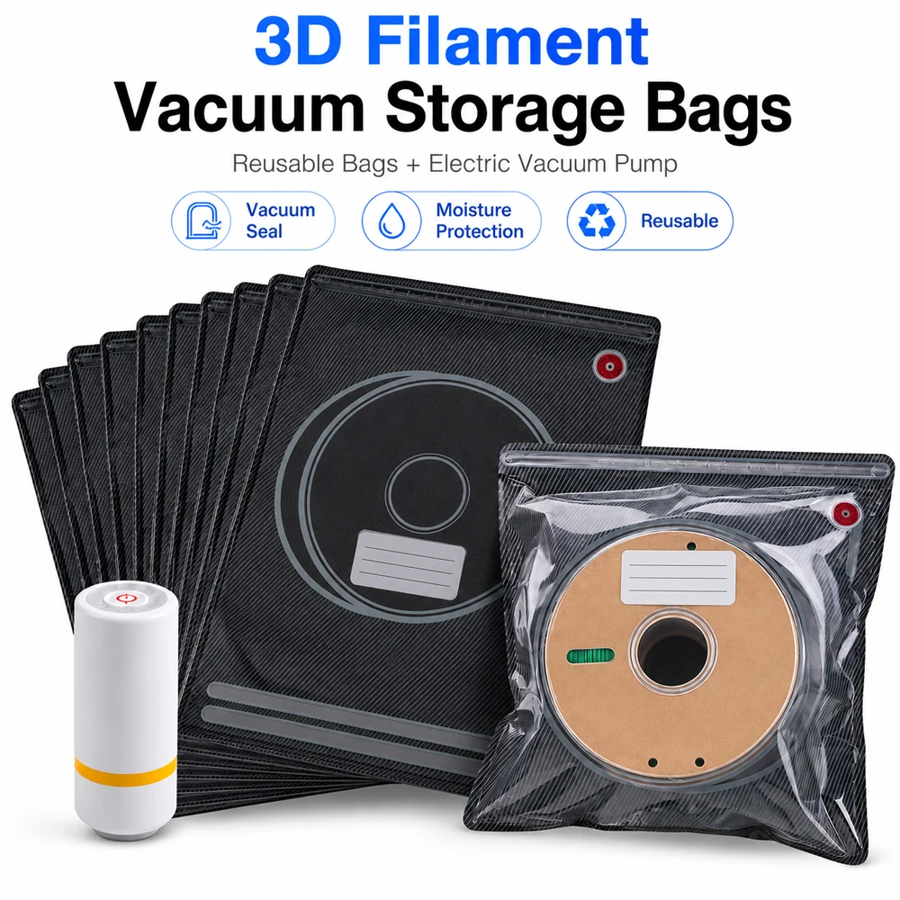 

Filament Vacuum Storage Kit with USB Pump Light-Proof Vacuum Sealed Bags for 3D Filament, Spool Sealing for Keeping Dry