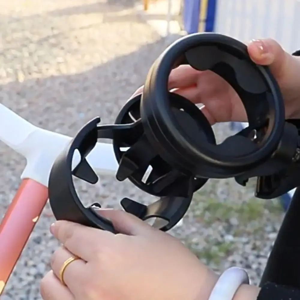 Portable Rotating 2 in 1 Stroller Cup Holder Universal Black Mount Stroller Bottle Rack Non-slip Trolley Drinks Holder Outdoor