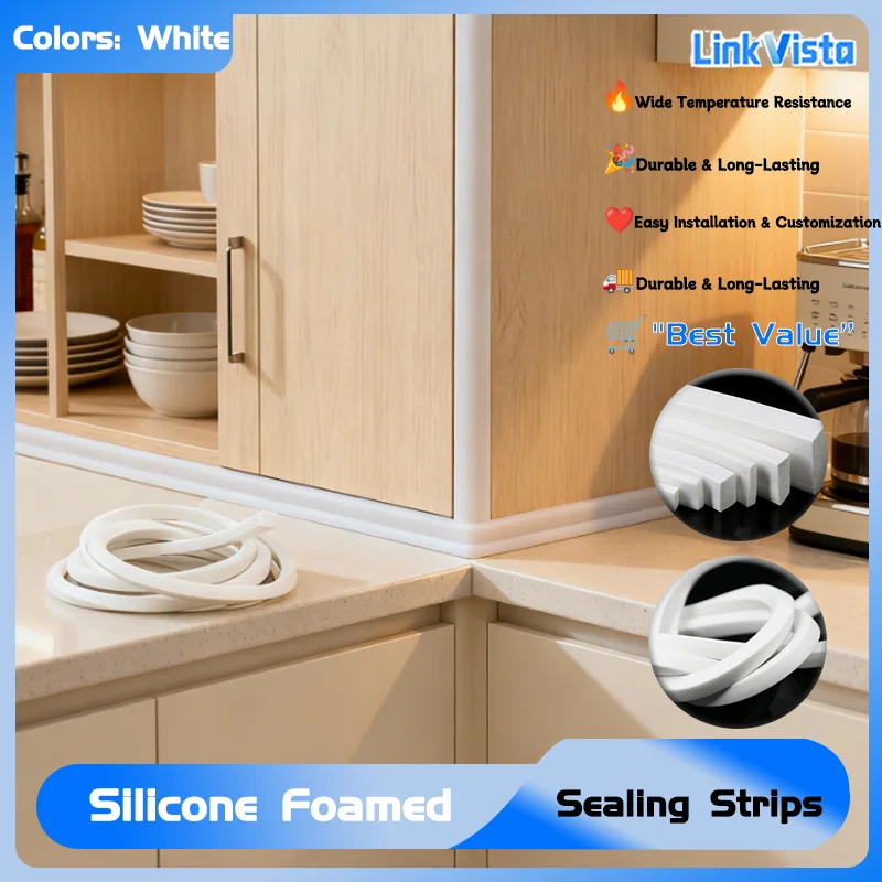 

Square Foam Seal for Door Window Cabinet & Appliance Gasket High Temp Resistant White Silicone Sponge Strip 1-20m Windows