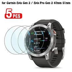 スマートウォッチ用スクリーンプロテクター,強化ガラス,傷防止フィルム,Garmin epix pro gen 2,fenix 5x,6x,5,7,47mm, 51mm, 5個