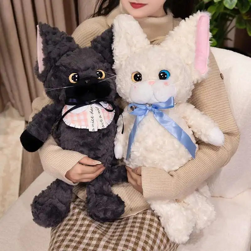 

Милый плюшевый кот с шарфом, мягкая игрушка-животное, пушистая, обнимающаяся, креативный подарок на день рождения, Рождество, каваи, декор комнаты