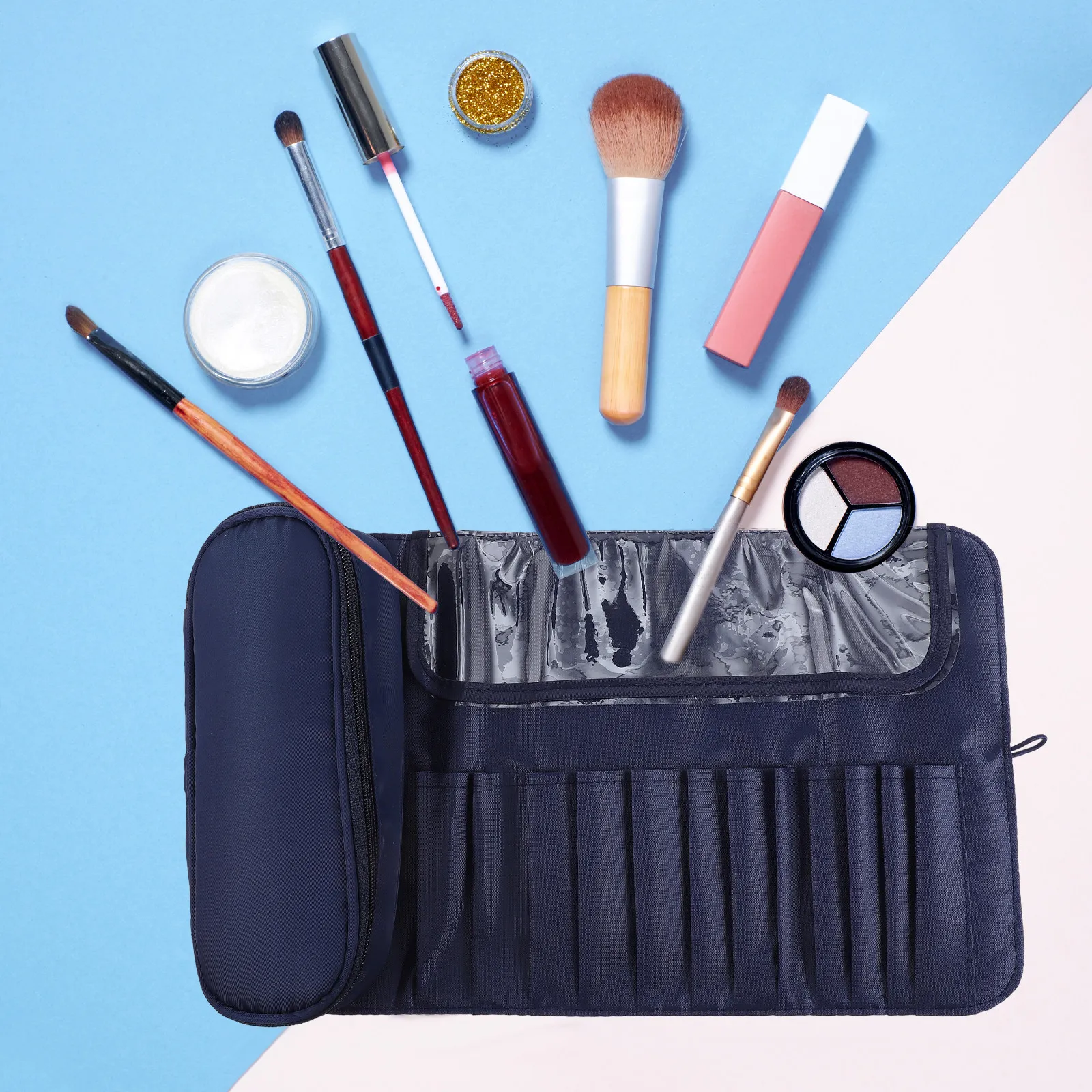 

Сумка-органайзер для кистей для макияжа: прочная, из высококачественной ткани, компактная, складная, удобная для переноски, для ежедневного использования