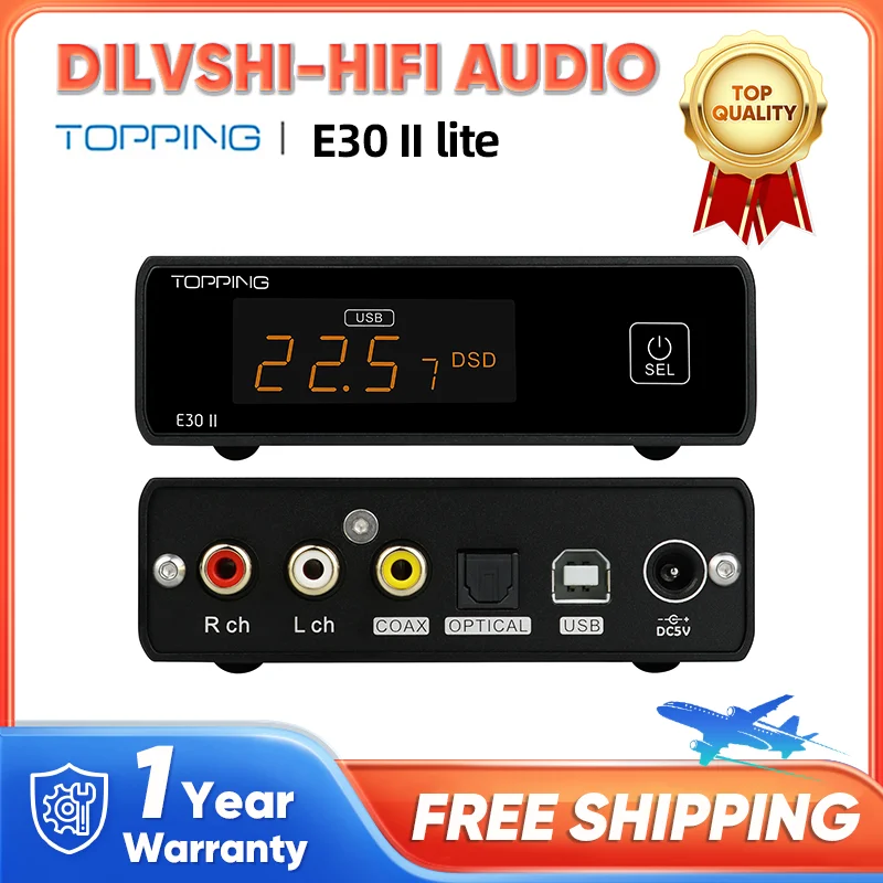 

TOPPING E30II lite Decoder AK4493S DAC Hi-Res Audio XMOS AU208 Touch Operation E30 II lite with Remote Control Preamp DAC