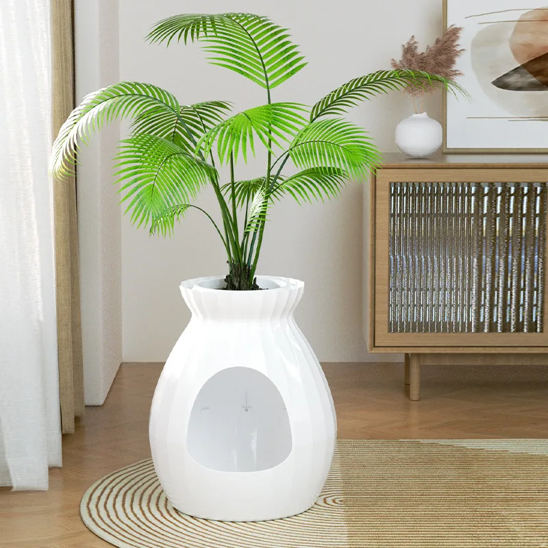 

Flowerpot-Style Smart Cat Litter Box Fully Enclosed Odor Control Anti-Splash Design 110V/220V Compatible for Cats