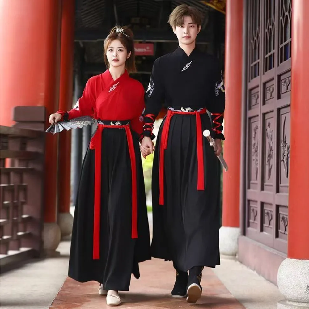 Improved Chinese Traditional Wuxia-Inspired Hanfu Couple Set Halloween Cosplay Male Female Adult Costume
