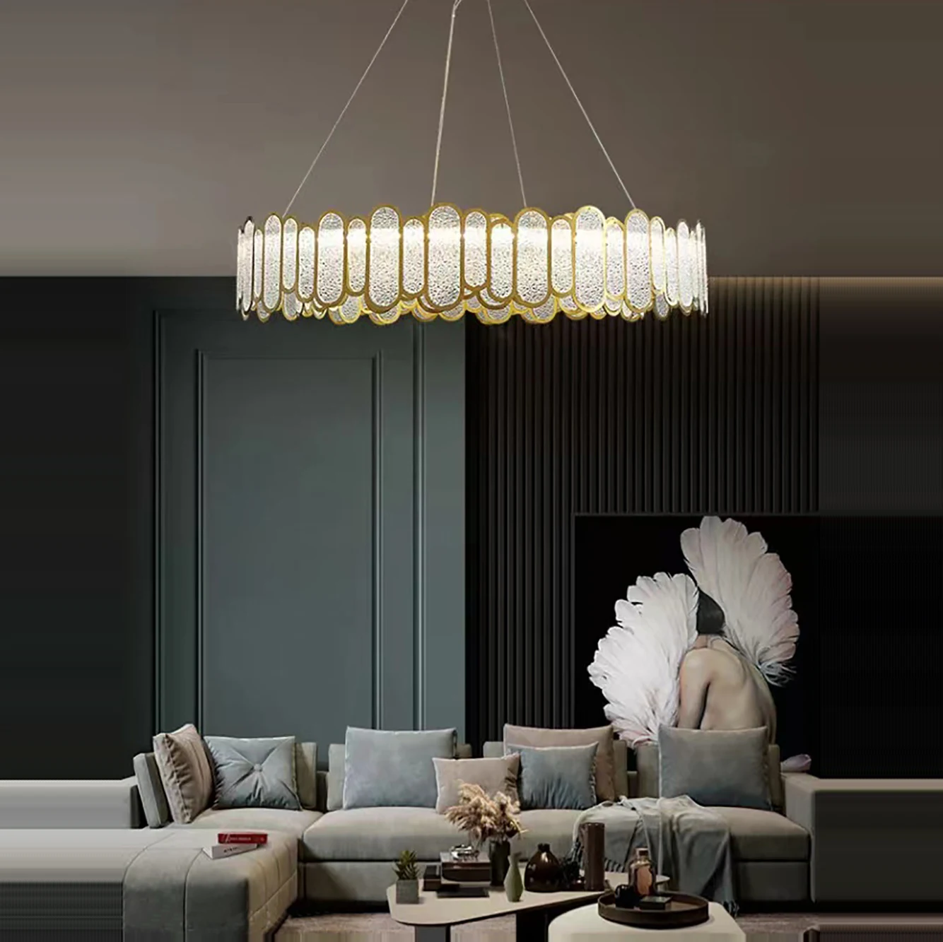 

Modern Light Luxury Chandelier Light LED Lighting Glass Chandelier Light Fixture for Living Room Hotel Hall Art Decor