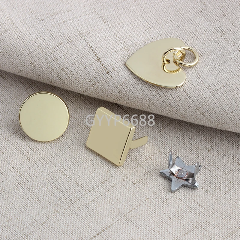 10/50/100PCS Star/Square Shape Metal Bag Labels Tag For Handcraft Customize Logo Purse Clothes Engrave Name Decorative Buckles