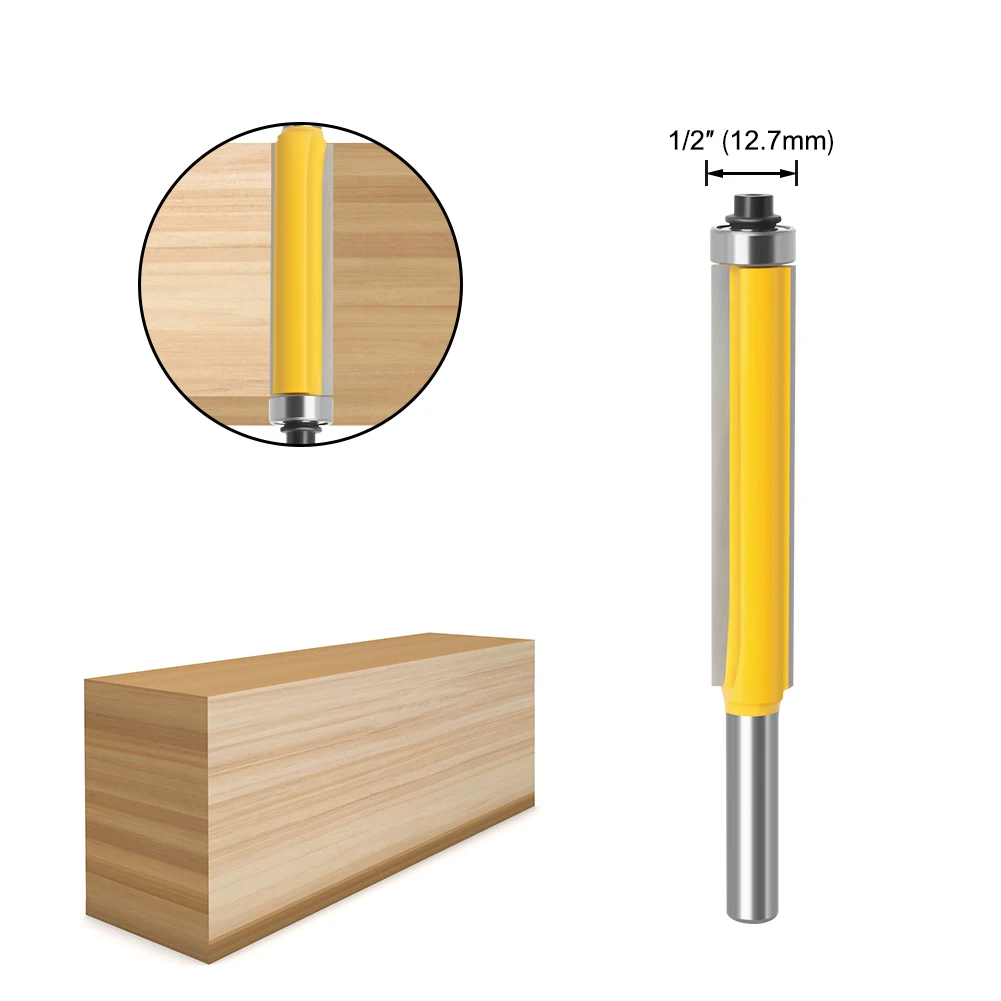 8mm Shank Long Blade Flush Trim Router Bit For Woodworking Cutting Tool With Bearing Tungsten Carbide 2\