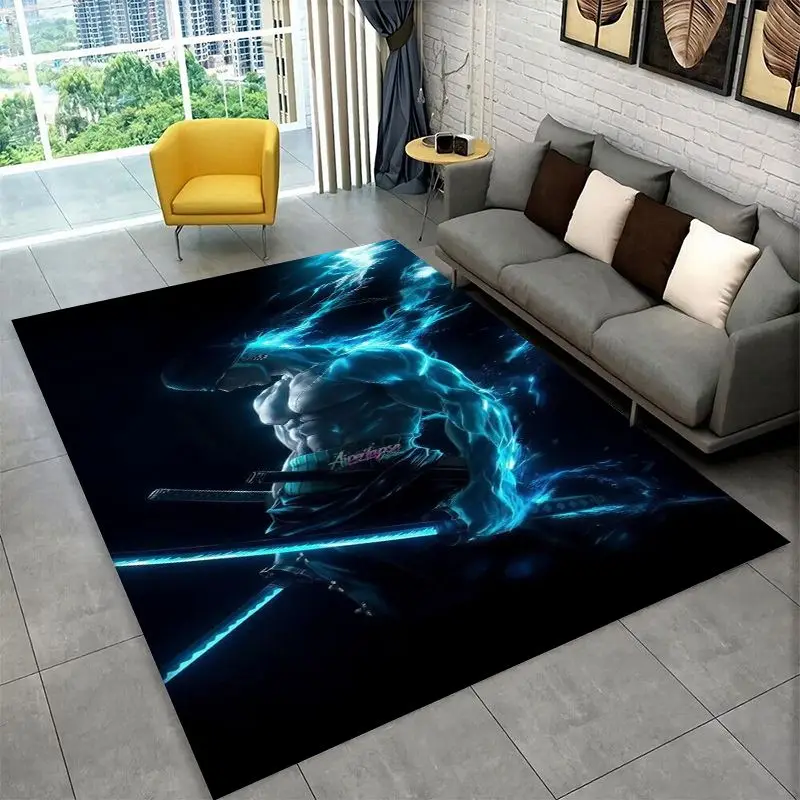 Classic Anime One P-Piece Cartoon Zoro Non-Slip Area Rug for Living Room,Bedroom,Playroom,Soft Carpet Floor Mat Home Decor Rug