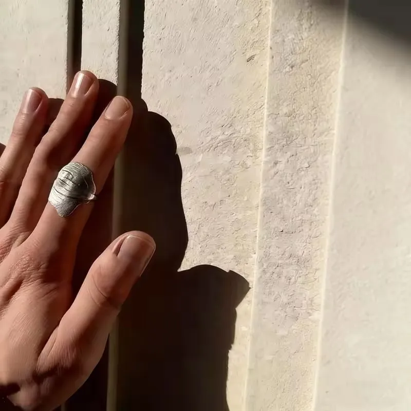 2026 Neues Künstlerisches Unregelmäßiges Textur-Knöchelring-Set Gold & Silber Hip-Hop-Stil Vollfinger-Ringe – Detail 5