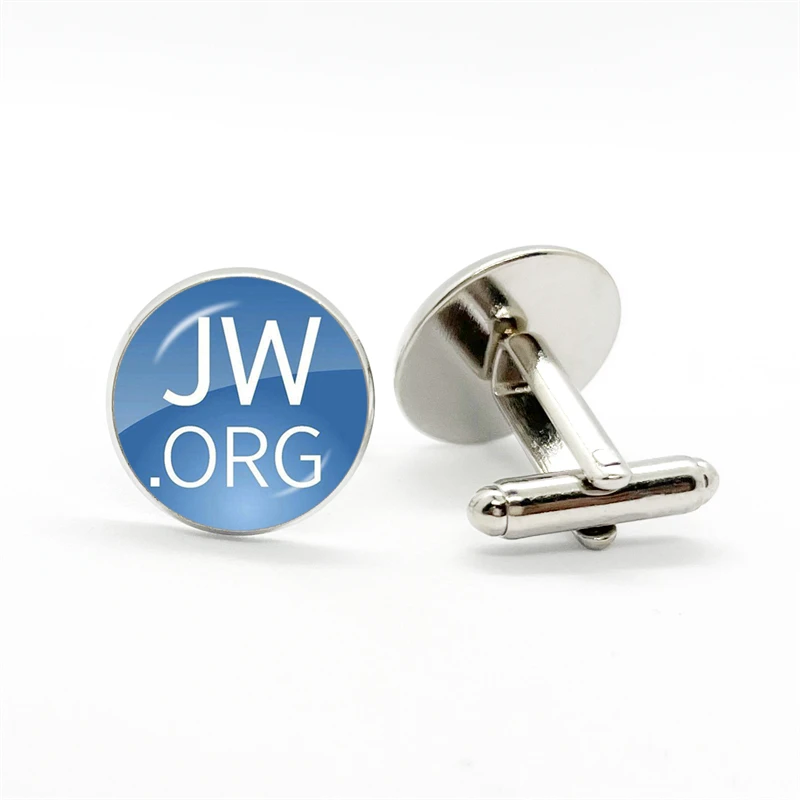 New Arrival JW.ORG Cufflinks Lapel Pins Steampunk Jehovah's Witnesses Glass Dome Cabochon Cuff Button Jewelry Gift