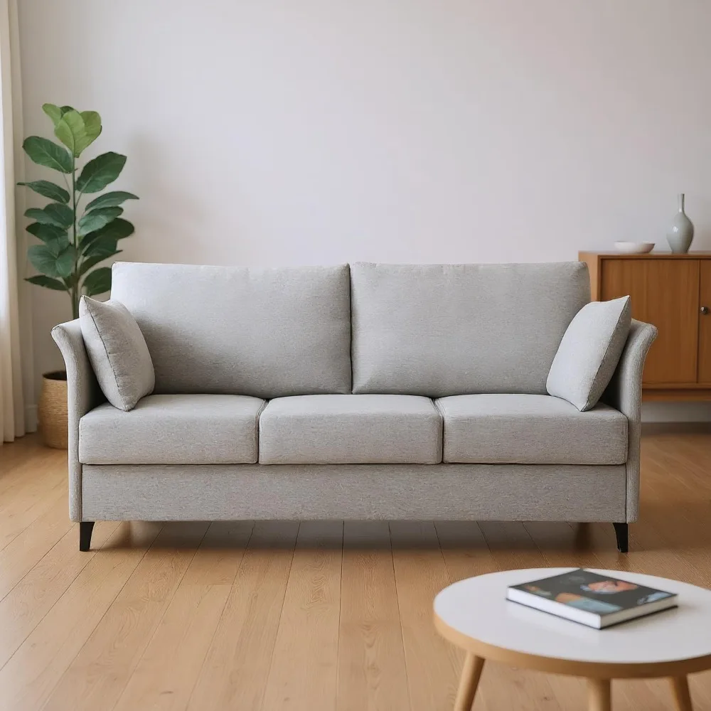 أريكة حديثة لمنتصف القرن مكونة من 3 مقاعد بقدرة 65.35 وات أريكة بمقعد عميق لغرفة المعيشة، أريكة قماشية مكونة من 3 أشخاص أريكة مريحة للنوم