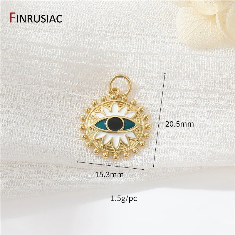 Evil Eye Charms für die Schmuckherstellung, 14 Karat vergoldetes Messing, Zirkon-Charms-Anhänger für DIY-Halskettenherstellung, Zubehör für Schmuck – Detail 22