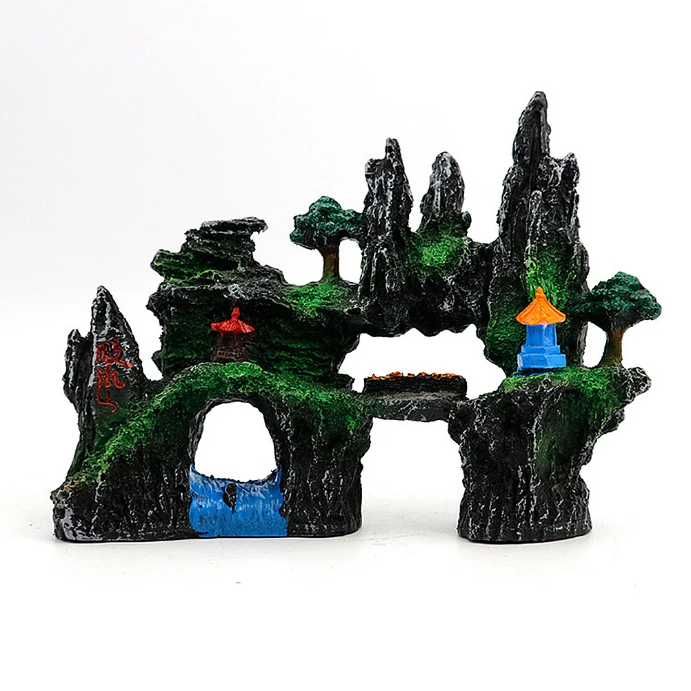 

Artificial Resin Aquarium Mountain Craft Fish Tank Decor Landscape Rockery Ornament Safe for Fresh and Saltwater Fish Hiding