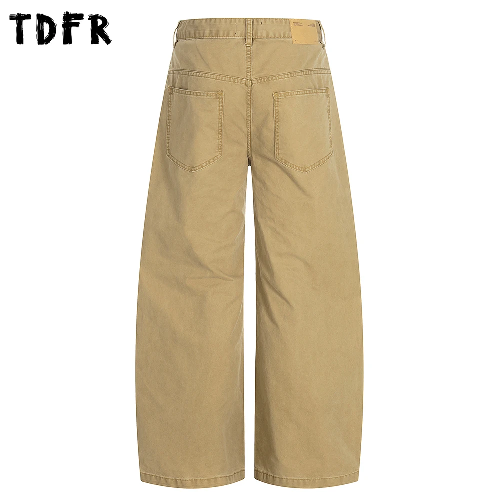 Pantaloni cargo effetto lavato retrò Pantaloni da uomo a banana larghi casual a gamba larga tinta unita da uomo