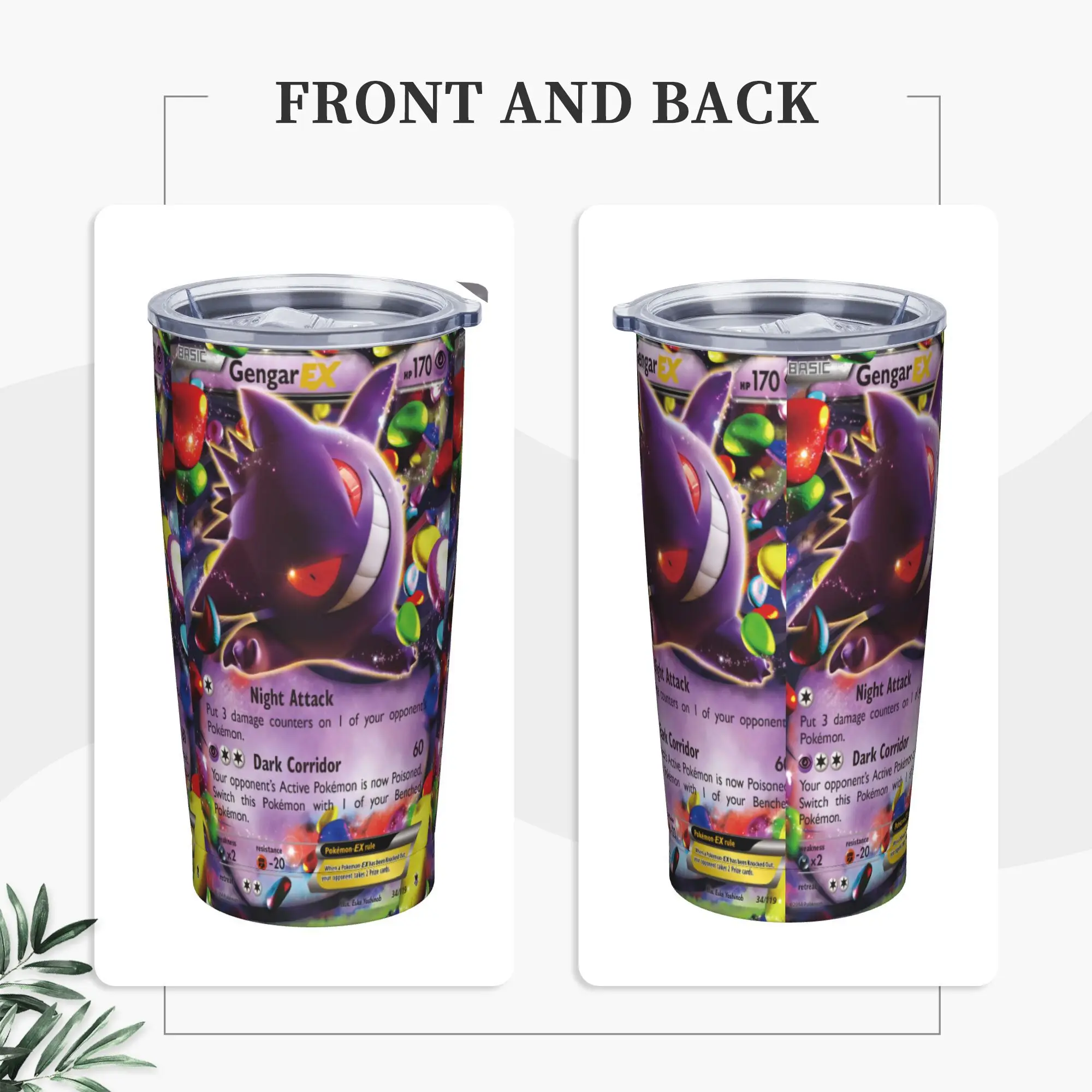 

Pokemon Gengar Tumbler Cold and Hot Water Bottle Portable Stainless Steel Coffee Mug Custom Driving Mugs Cup