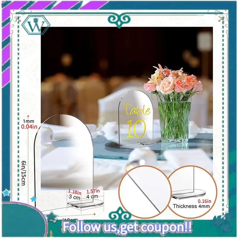 20Piece Blank Acrylic Numbers Signs With Stand 6X4 Inch Diy Arch Acrylic Stand Signs