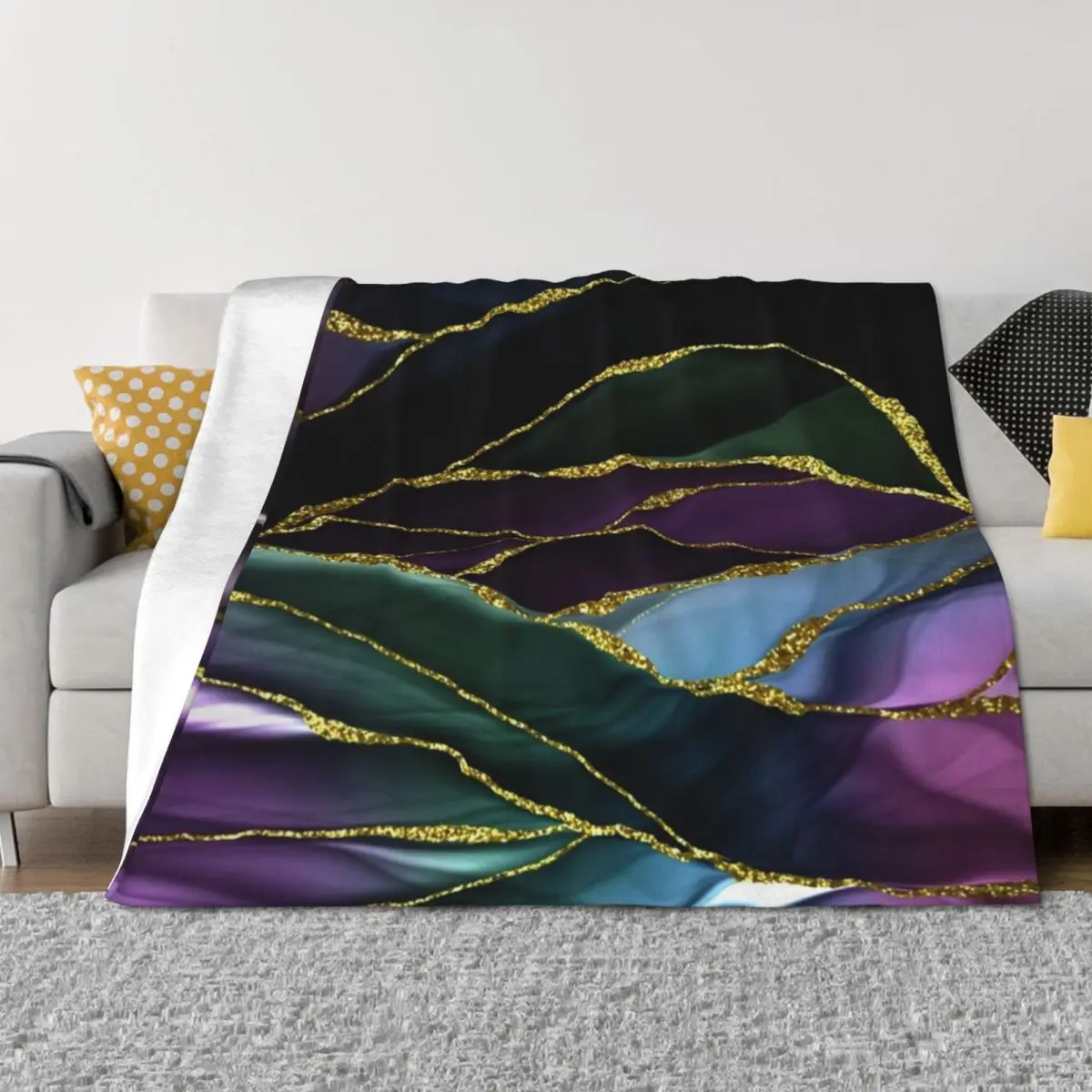 

Purple Night Faux Marble Landscape Throw Blanket wednesday heavy to sleep decorative Furrys Blankets
