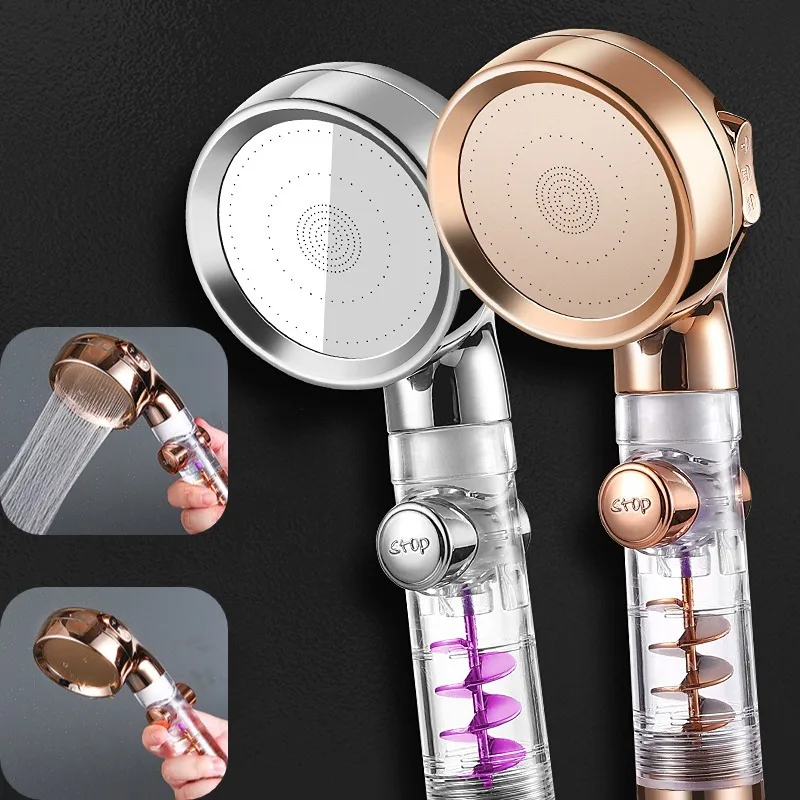 High Pressure Shower Head 3 Modes Adjustable Showerheads Water Saving One-Key Stop Water Spray Nozzle Bathroom Faucet Accessorie