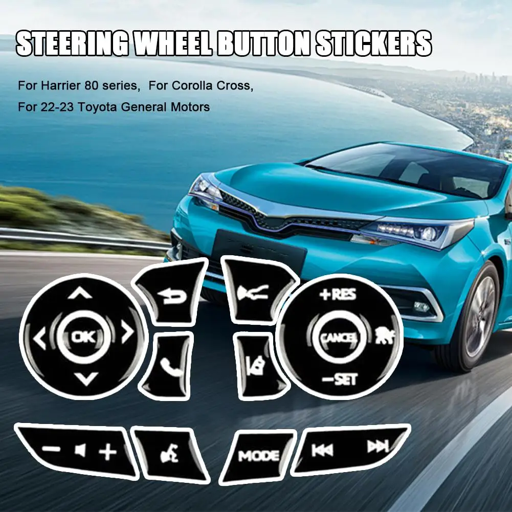 

Наклейки на кнопки на рулевом колесе для Harrier 80 серии Corolla Cross для Toyota 22-23, аксессуары для крышки рулевого переключателя U1C7