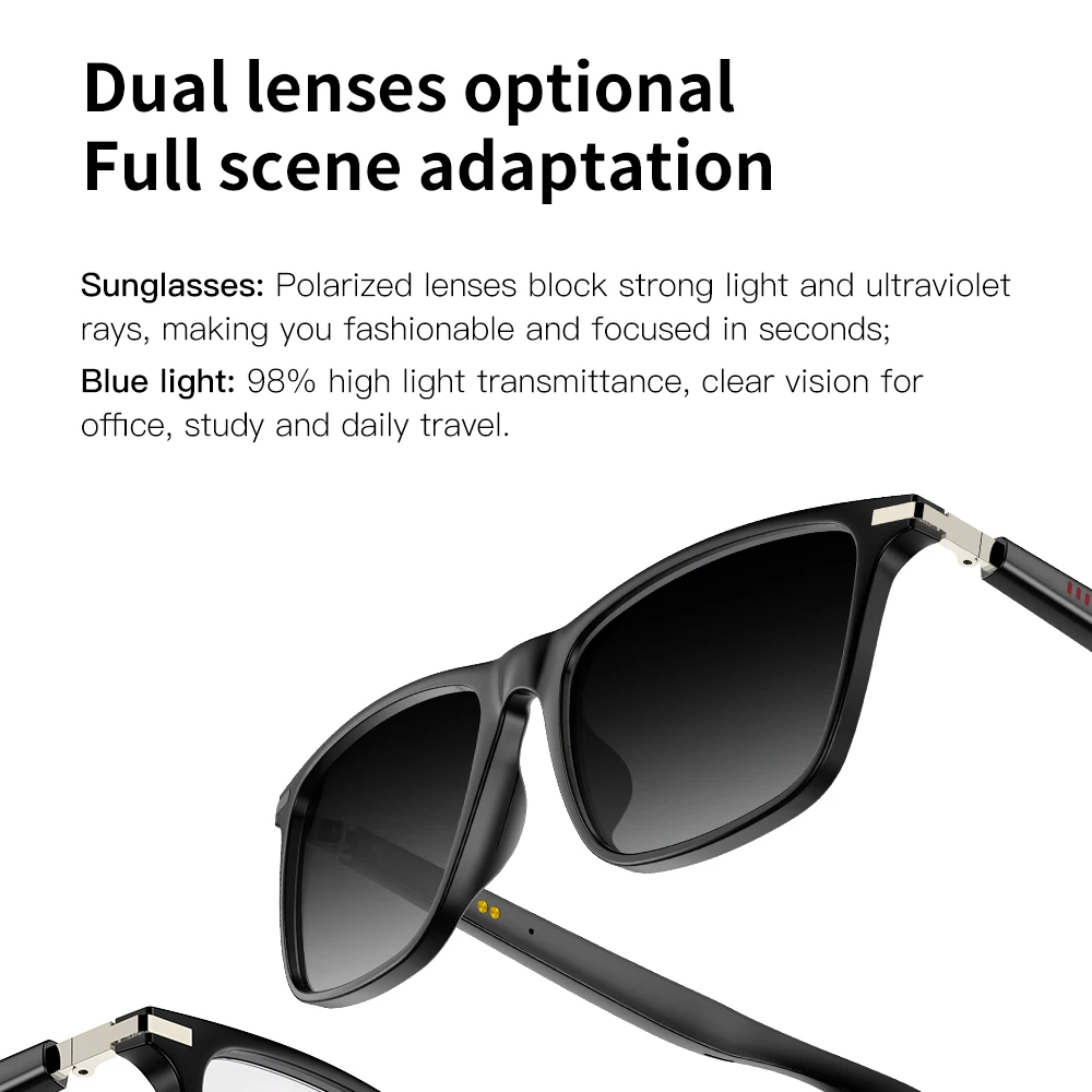 VALDUS 2025 جديد M03 Smartglasses ENC التلقائي للحد من الضوضاء مقاوم للماء بلوتوث دعوة مكافحة الضوء الأزرق الرجال النساء النظارات الذكية