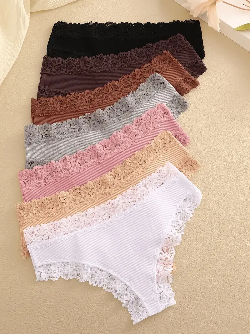 3Pcs Women Cotton Panties Sexy Lace Intimate Brazilian Underwear Female  Trendy Lace Briefs Female Soft Underpants Lingerie S-XL