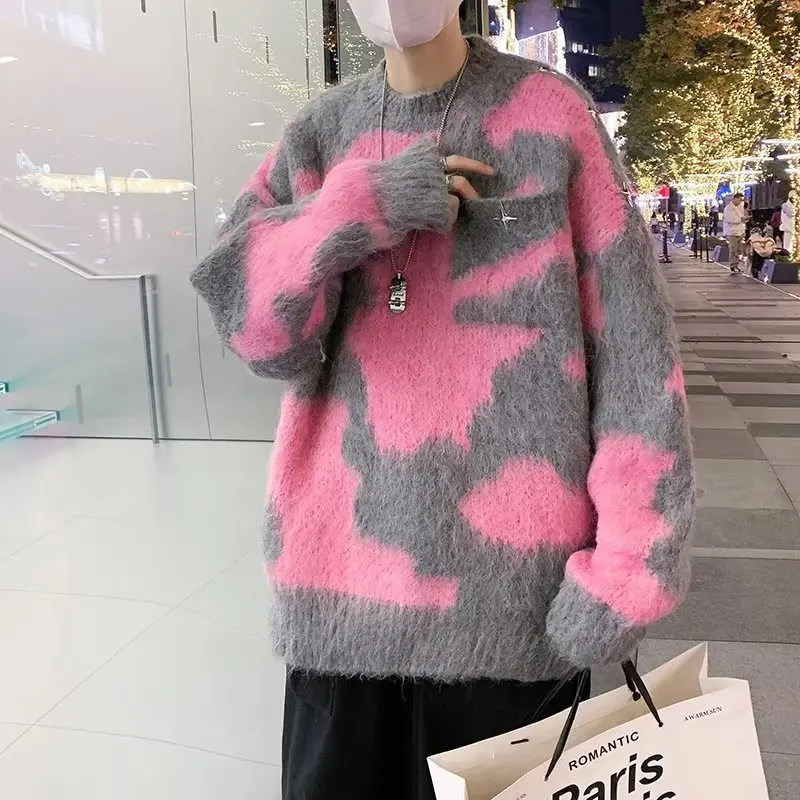 Lazy Tie-dyed Pullover Knitted Sweater 2022 Autumn and Winter New Loose and Thin Mink Temperament Top New