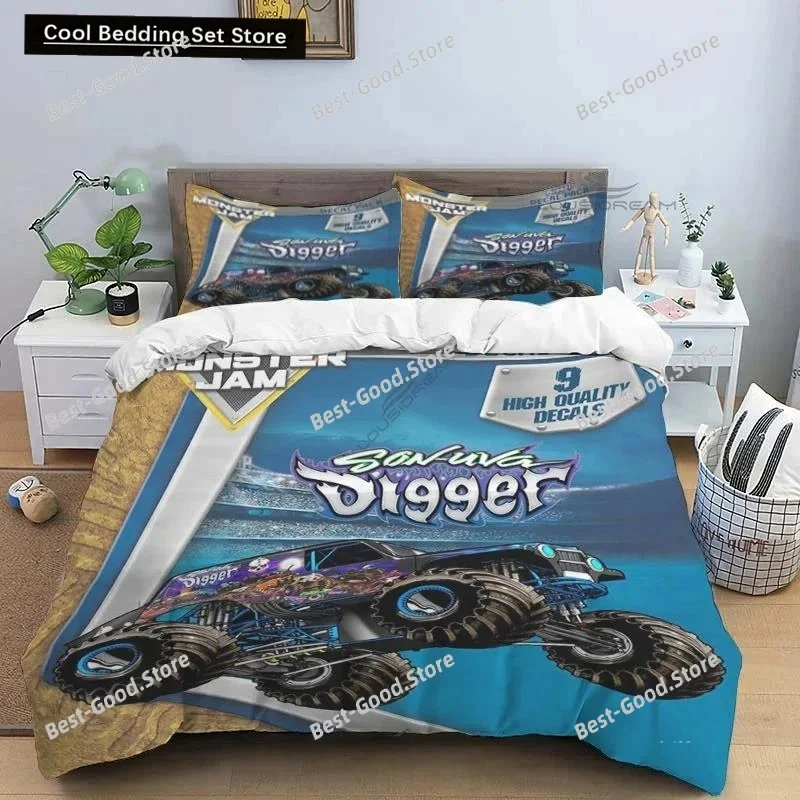 3D Super Monster Truck Monster Jam Comforter Bedding Set,Duvet Cover Quilt Cover Pillowcase,King Queen Size Bedding Set 032