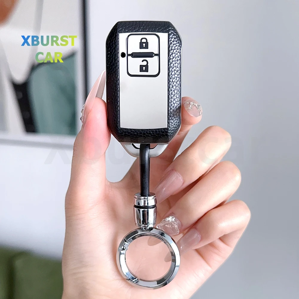 Leather TPU Keyring Keyless Holder Car Key Fob Cover for Suzuki Ertiga Swift Wagon R Remote Control Case Keychain Car Key Cover