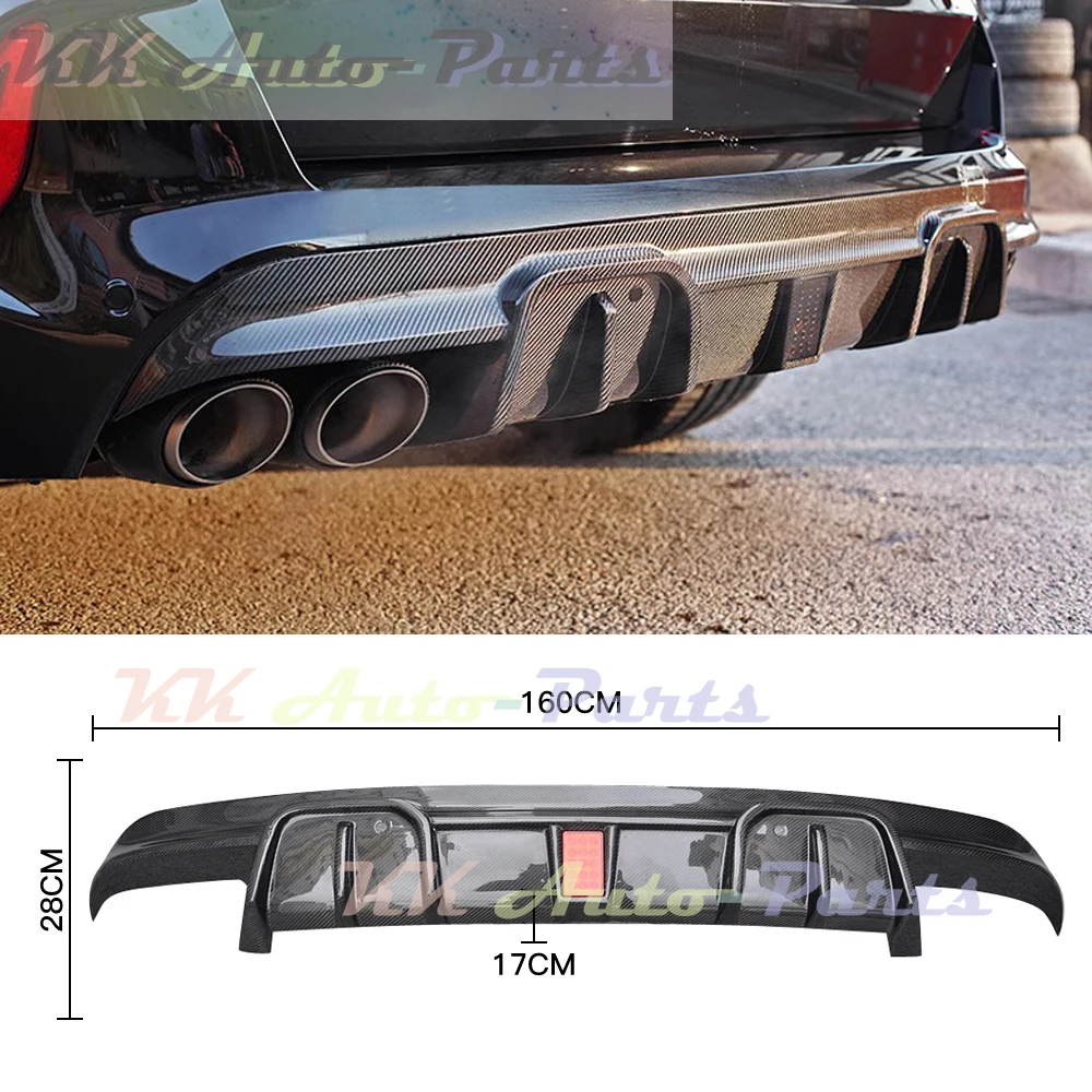 

For BMW F95 X5M OTD Style Carbon Fiber Rear Bumper Diffuser Lip Spoiler With LED Light Auto Tuning