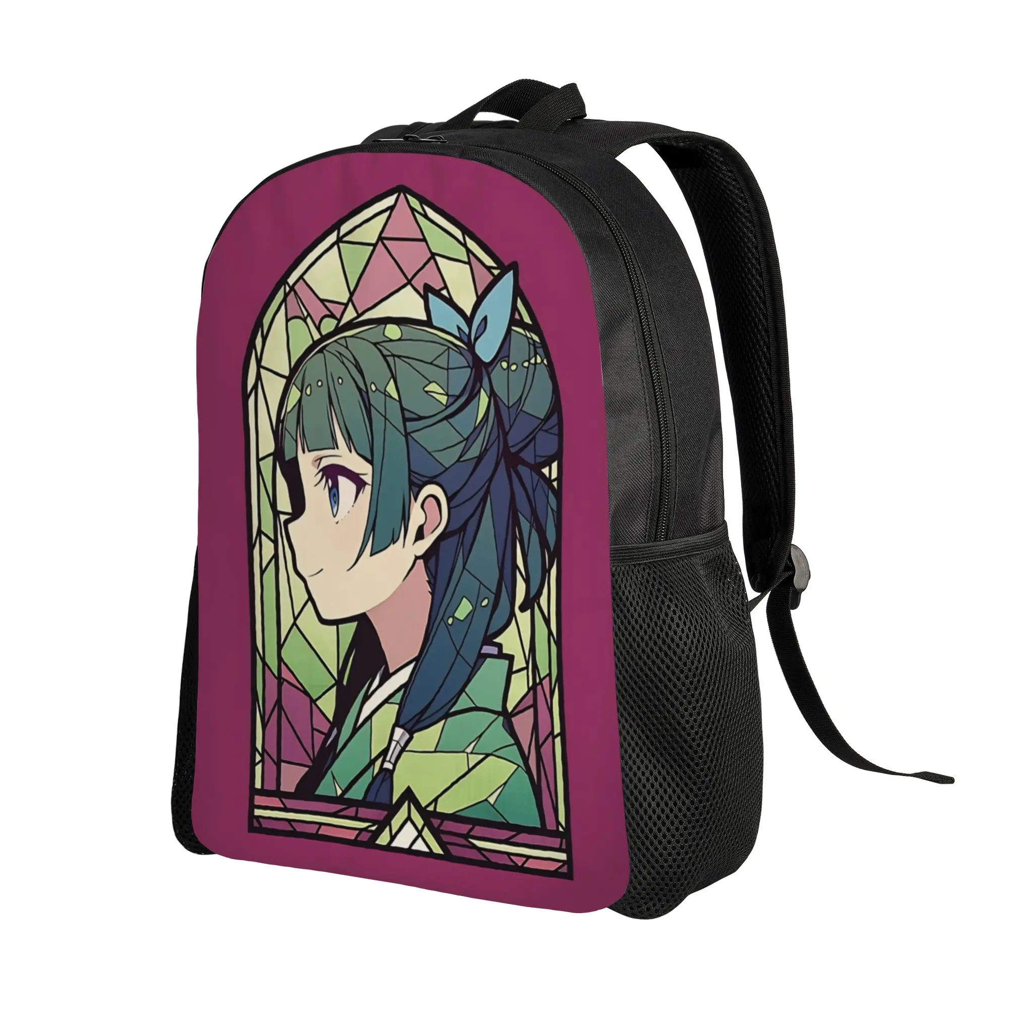 Stained Glass Maomao Backpack  Travel Backpacks Men Cool School Bags Custom Pattern Rucksack