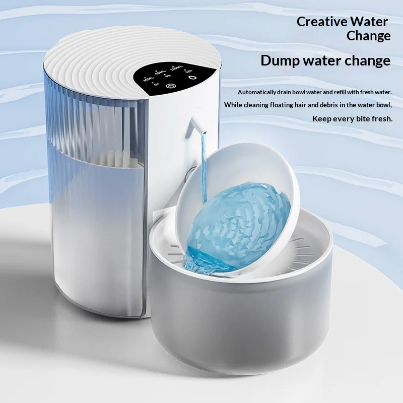 Pet Smart Water Fountain Clean-Dirty Separation Tip-Over Type Automatic Water Feeder Wireless Large-Capacity for Dogs