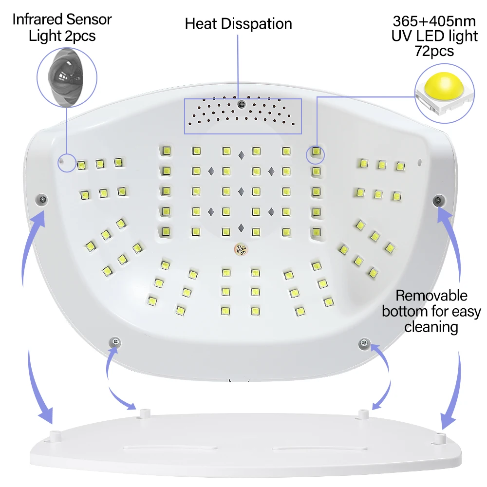 SUN X18 최대 320W 전문 네일 건조 램프, 매니큐어 네일 젤 광택제 건조 기계, 자동 센서 UV LED 네일 램프 포함