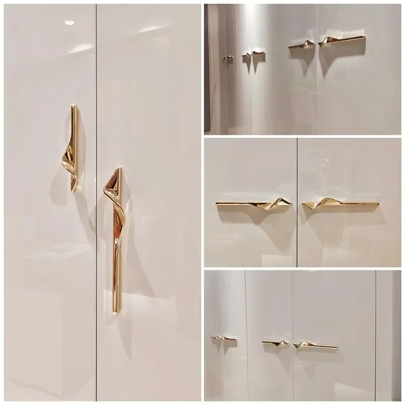 

New Zinc Alloy Light Gold Gray Cabinet Door Drawer Handle Cabinet Door Handle