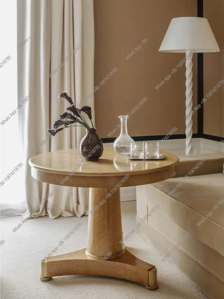 

S Американский ретро обеденный стол и стулья из цельного дерева Log Wind Круглый балкон Повседневный стол Обеденный стол Мраморный кофейный