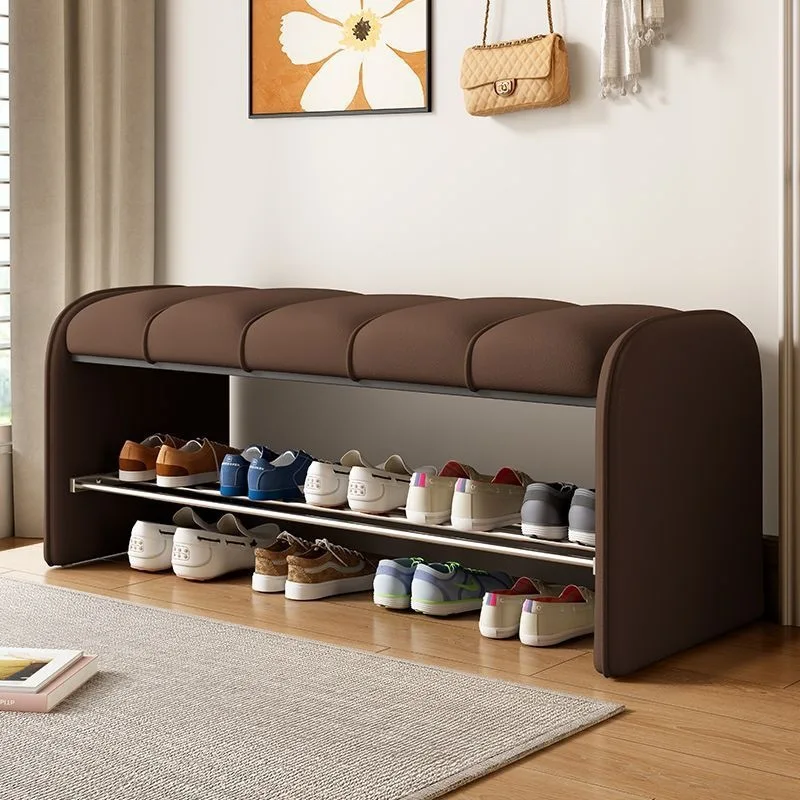 Italian shoe changing stool entry wearing shoes simple art porch sofa door long strip can sit on leather bench