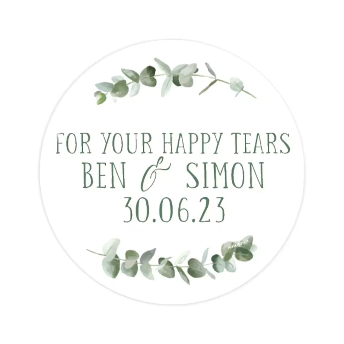 For your happy tears wedding stickers | personalised eucalyptus tissue stickers | wedding tissues | labels for happy tears stick