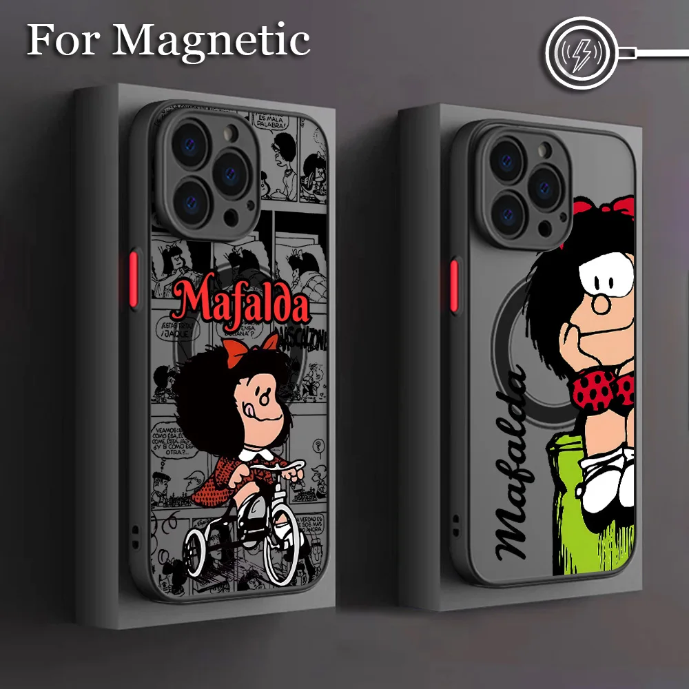 Cartoon M-Mafaldas Phone Case For Samsung Galaxy S26 S25 S24 S23 S22 S21 S20 FE Plus Ultra 5G Matte Magnetic Back Cover