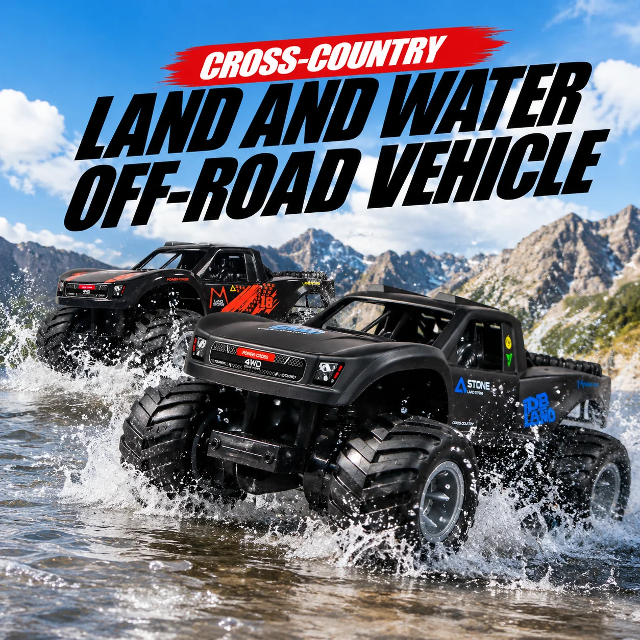

JJRC Q156 Waterproof RC Car - 4WD Amphibious Climbing Vehicle, Electric Remote Control Off-Road Toy Gift