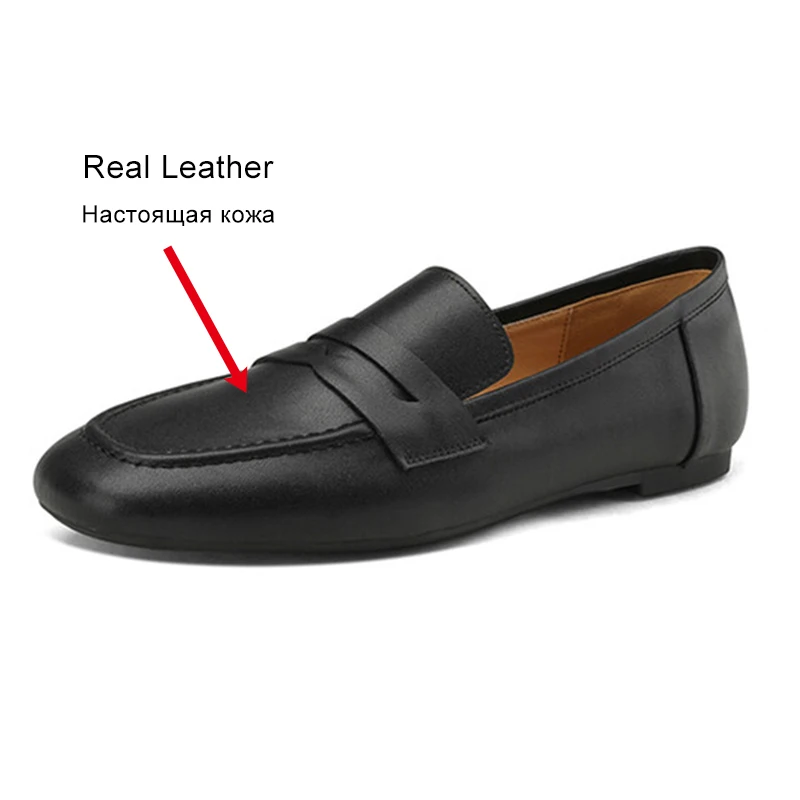 JOZHAMTA Size 32-42 Women Casual Loafers Flats Shoes Real Leather Classic Low Heels Shoes 2025 Spring Slip-On Office Lady Daily