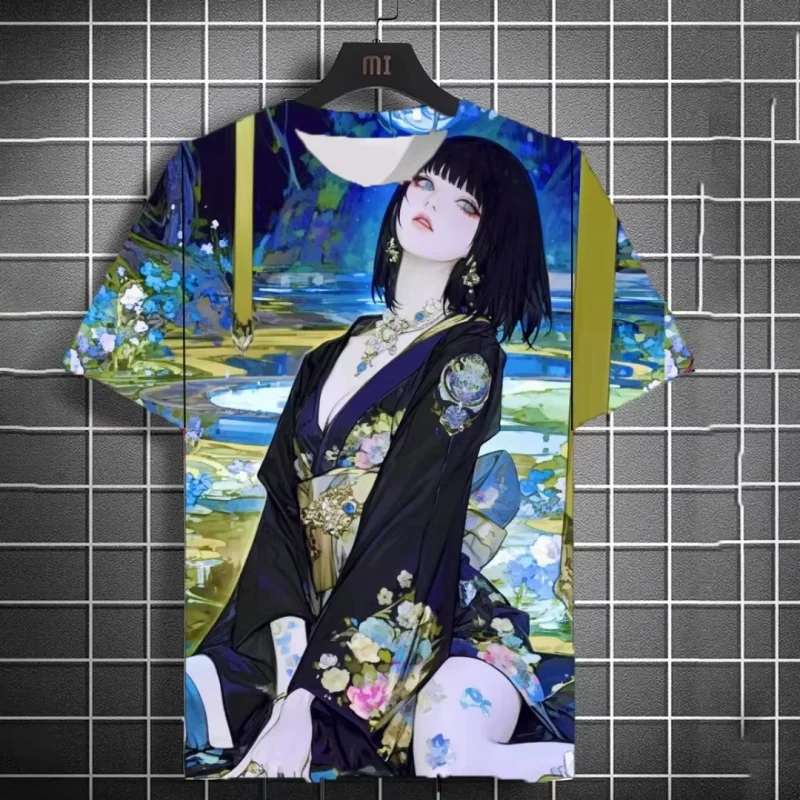3D Printed Cool Sword Girl T-Shirt For Men Retro Dragon Pattern Tees Summer Casual O-Neck Short Sleeve Tops Street Tee Shirts
