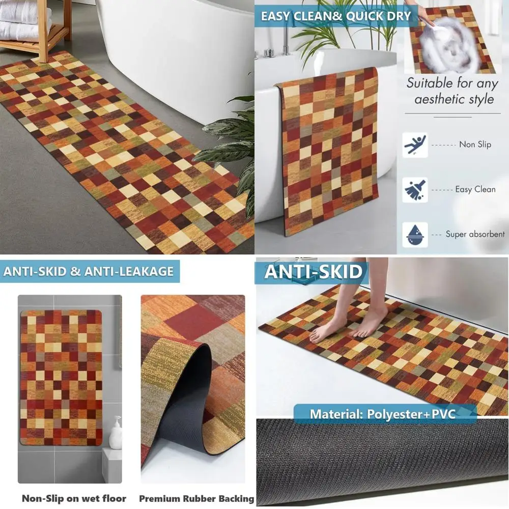 

custom-sized rubber non-slip absorbent thin bath rugs, quick-dry for doorways, washable mat