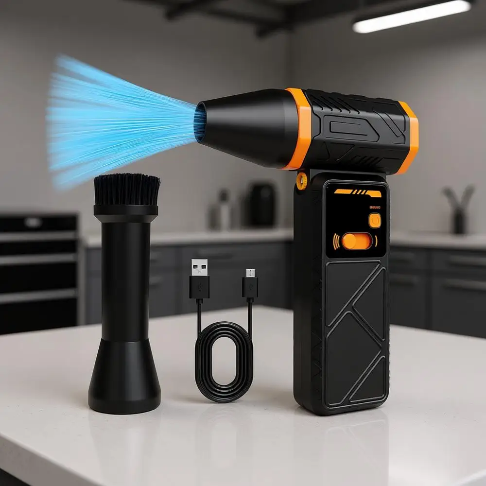 

Электрический воздуходув 330 000 об/мин со светодиодной подсветкой, перезаряжаемый беспроводной мини-воздуходув с регулируемой мощностью, пылесборник для LC