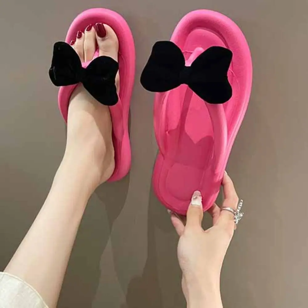 Sweet Bowknot Beachwear Flip Flops Anti Slip EVA Clip Toe Flip Flops Shoes Soft Sole Sweet Slippers Women Girls
