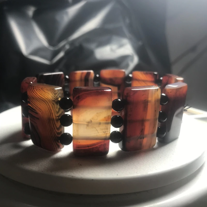 Natural Dream Silk Agate Single Ring Hand Bracelet