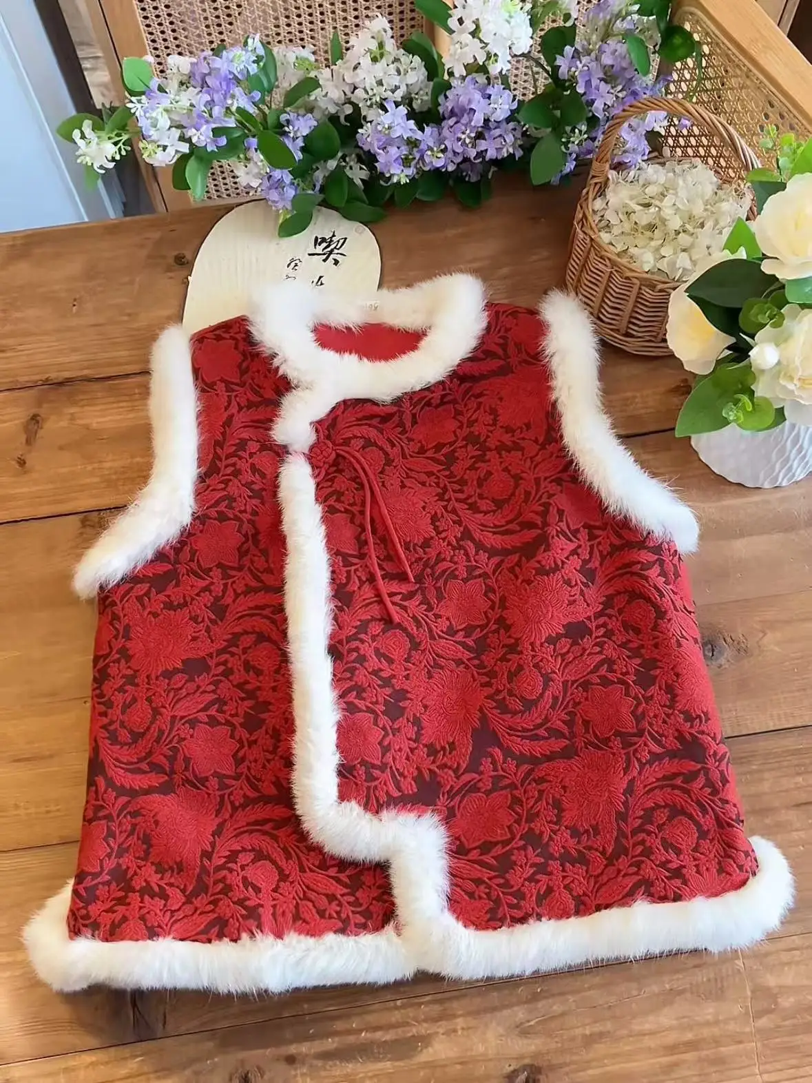 Gilet en coton Patchwork chinois rouge, vêtements d'extérieur pour femmes, manteau à revers incliné, Design traditionnel culturel tendance