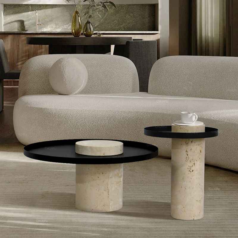 

Скандинавский современный дизайн из натурального камня для гостиной, металлический стол, приставной столик для дивана, небольшой травертиновый железный мраморный журнальный столик
