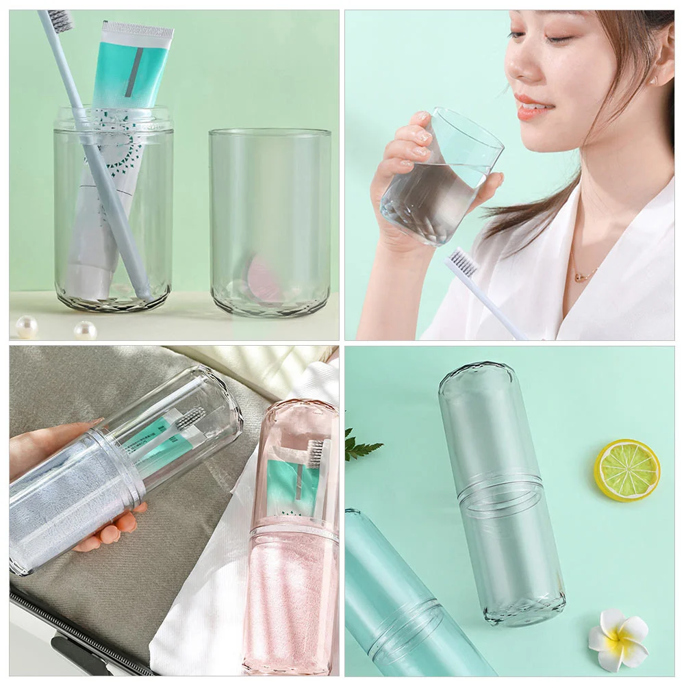 1Pcs Transparent Travel Toothpaste Case Toothbrush Wash Cup Portable Compact Durable Bathroom Storage Holder Wash Cup
