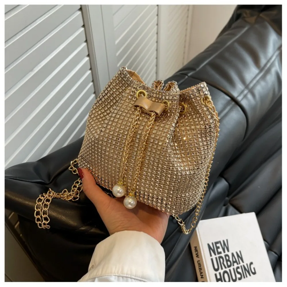 لامعة مساء مأدبة حقيبة الكورية نمط محفظة صغيرة حجر الراين حقيبة كتف دلو حقيبة يد الرباط حقيبة كروسبودي الزفاف